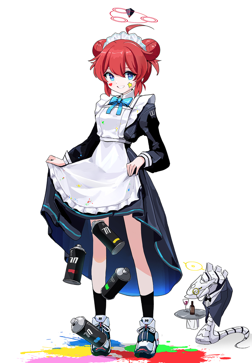 This is a pixiv picture whose title is 메이드 마키.