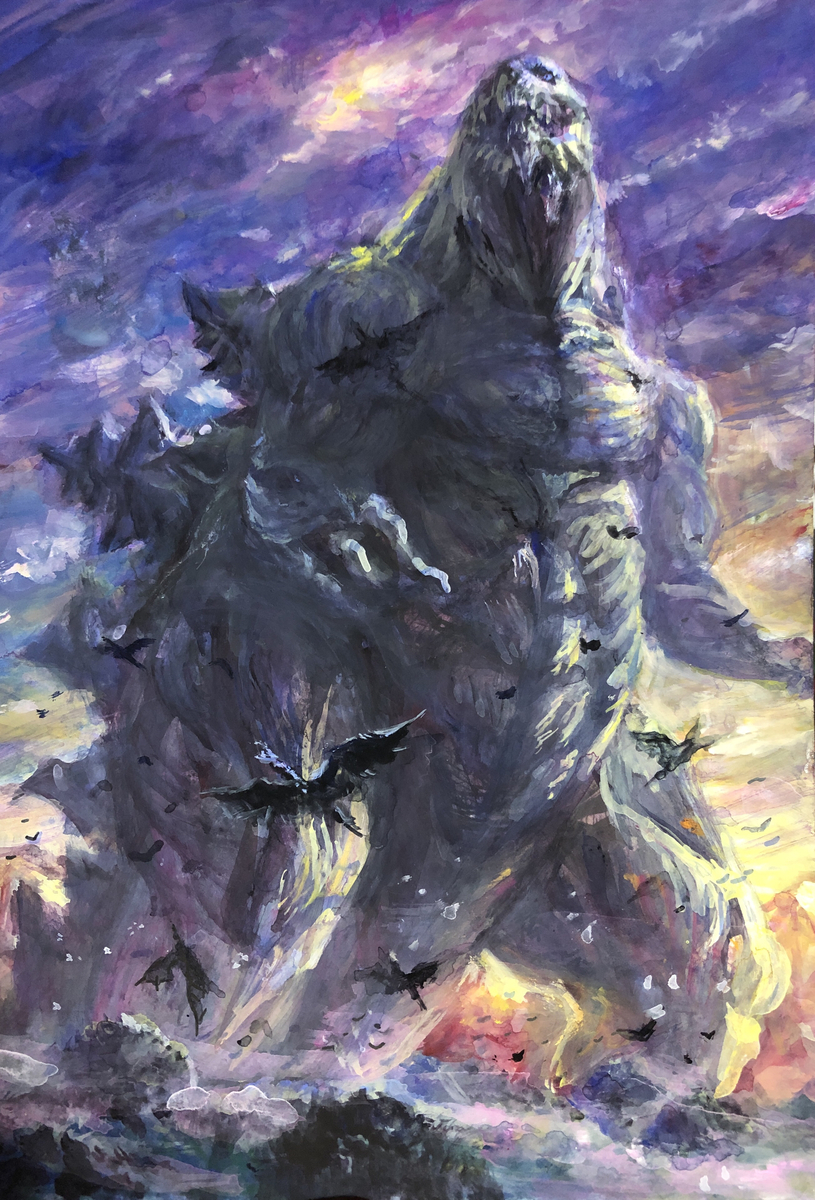 This is a pixiv picture whose title is GODZILLA  星を喰う者　5周年.