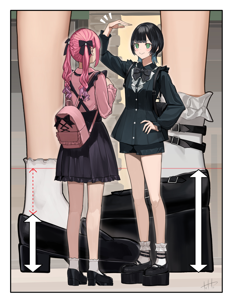 This is a pixiv picture whose title is 見た目地雷系な女の子の争い.