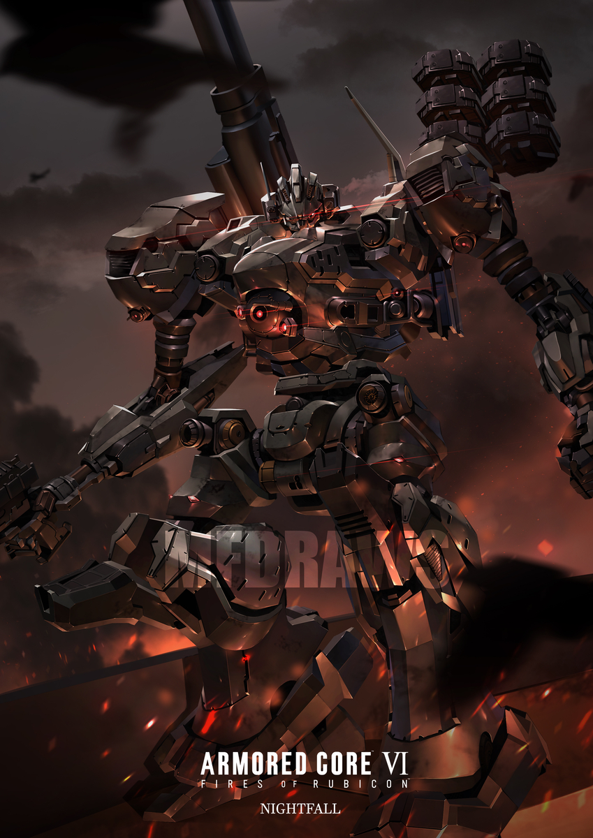 This is a pixiv picture whose title is ARMORED CORE 6 Nightfall Raven.