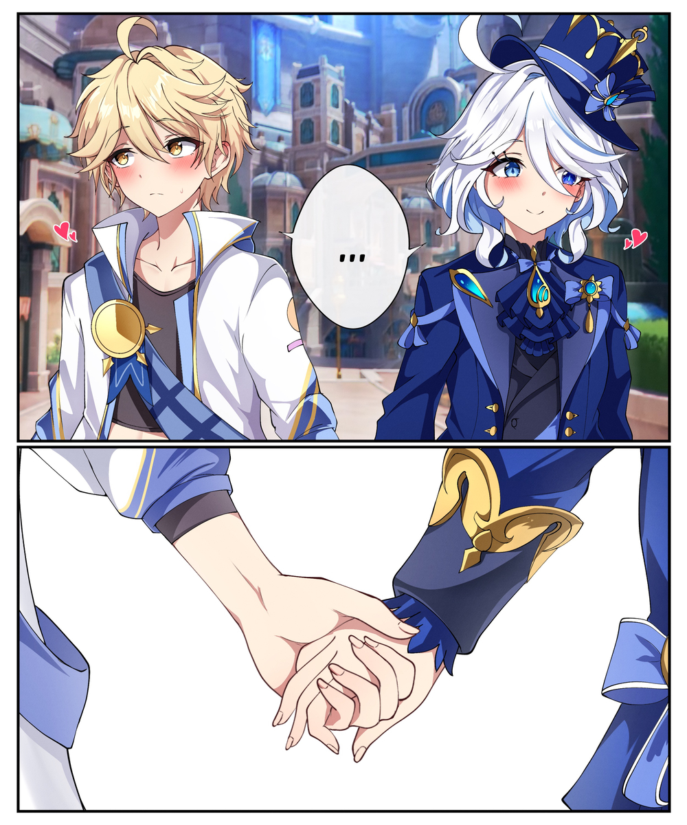 This is a pixiv picture whose title is Aerina hand holding.