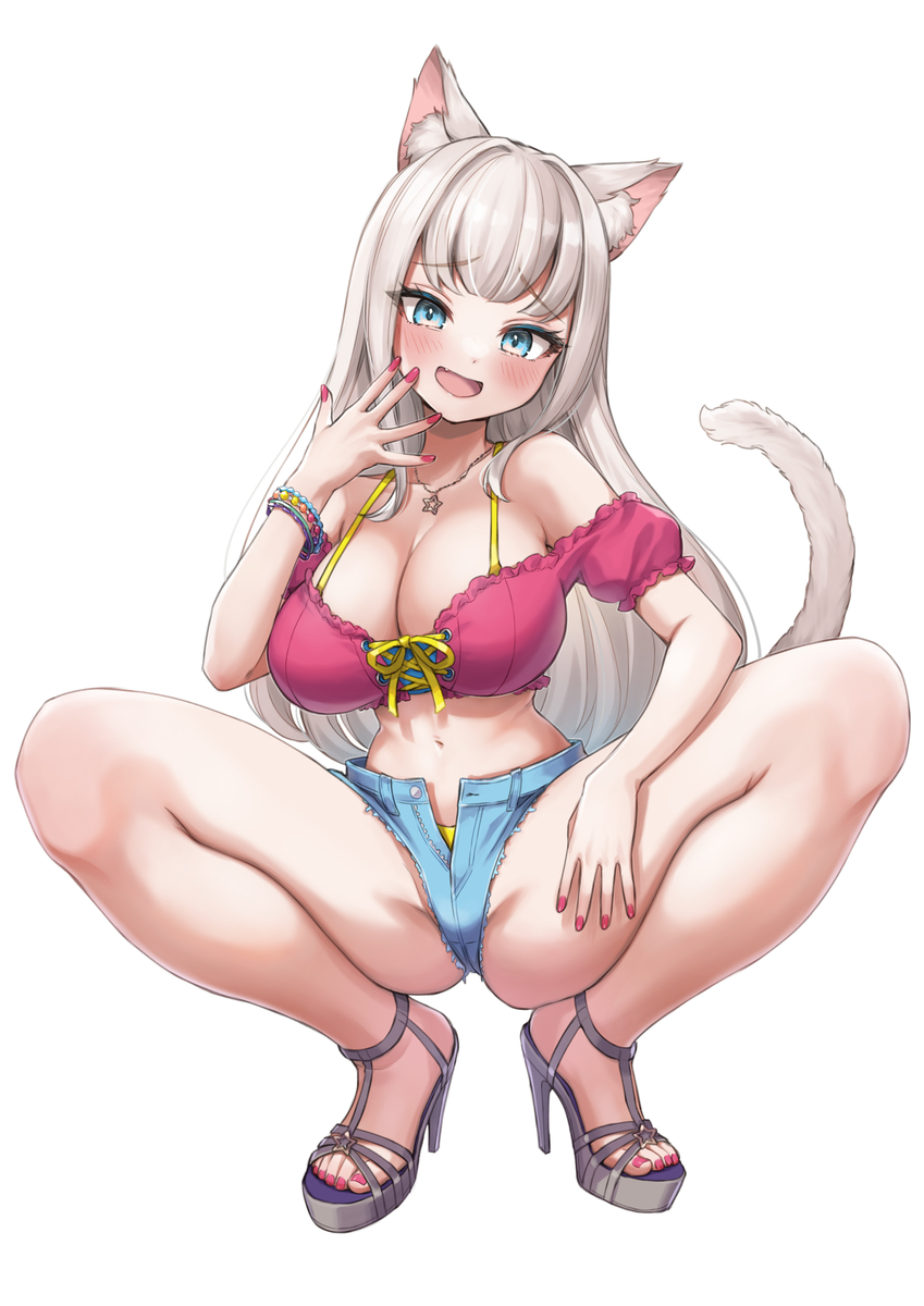 This is a pixiv picture whose title is PEACH-TOYS様床オナ式Pad Air2／メスガキ風猫耳娘.
