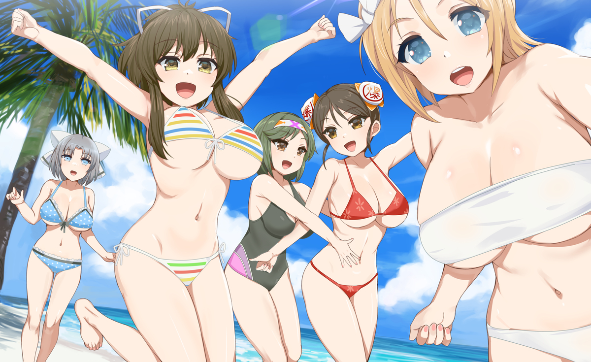 This is a pixiv picture whose title is 閃乱カグラの飛鳥＆雪泉＆華毘＆舞＆美苺.