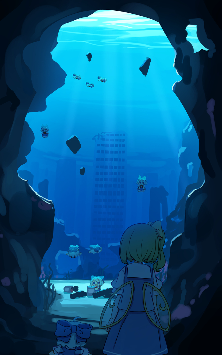 This is a pixiv picture whose title is ふもふも沈没世界.