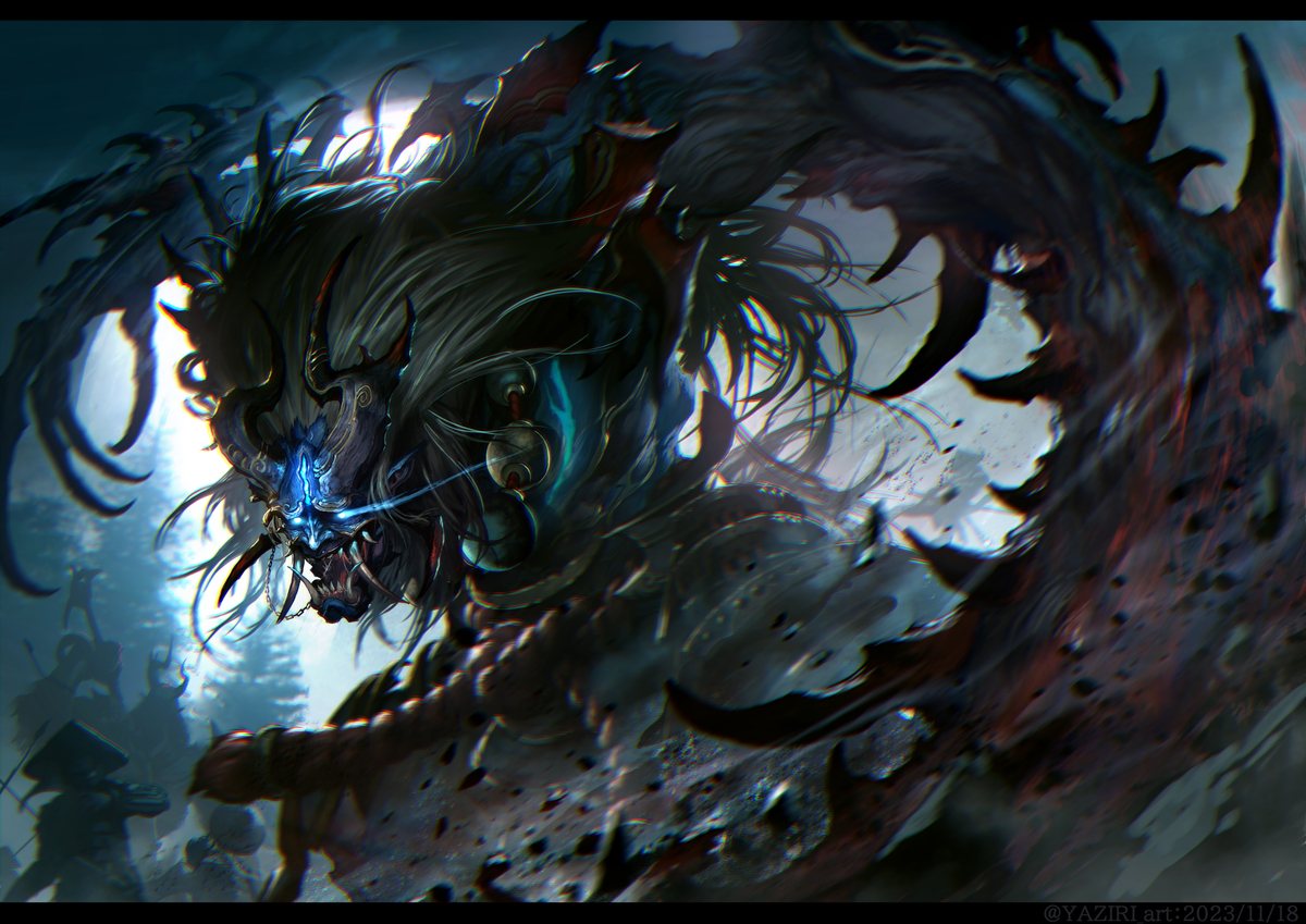 This is a pixiv picture whose title is 蒼と月光と血の嵐.