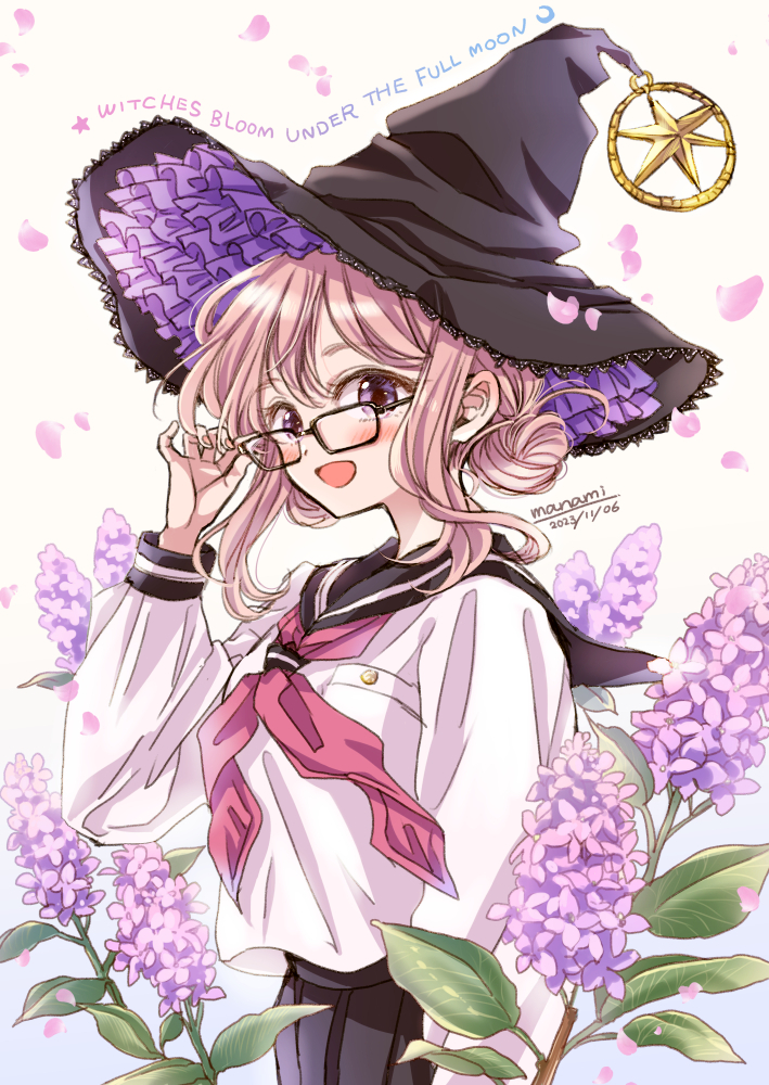 This is a pixiv picture whose title is 魔女は満月に咲く.