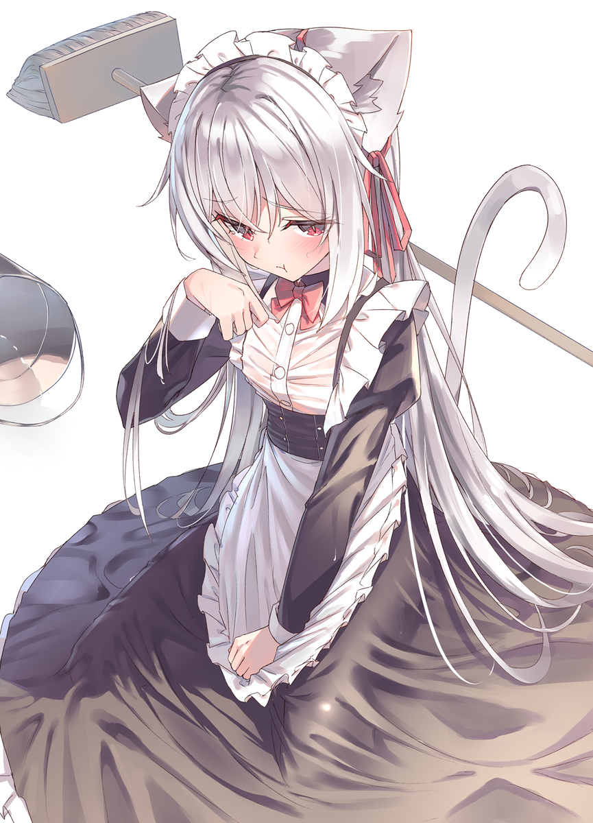 This is a pixiv picture whose title is 白猫ちゃんメイド概念.