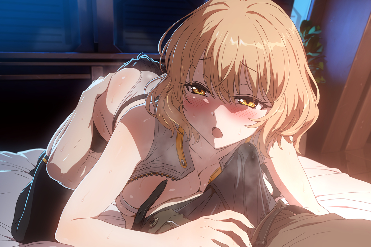 This is a pixiv picture whose title is シャワーの前にお尻の臭いを嗅がれてしまうアニス.