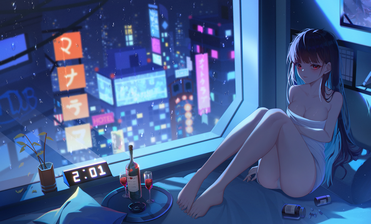 This is a pixiv picture whose title is 眠れない少女.