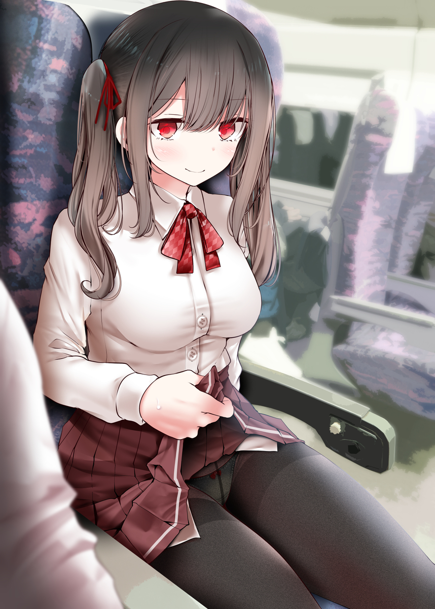 This is a pixiv picture whose title is 通勤道中でぱんつを見せてくるツインテ女子.