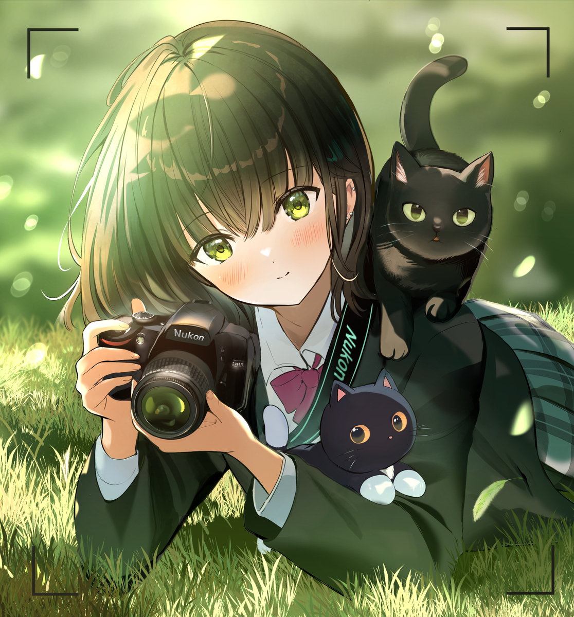 This is a pixiv picture whose title is カメラを向けると微笑んでくれる写真部の先輩.