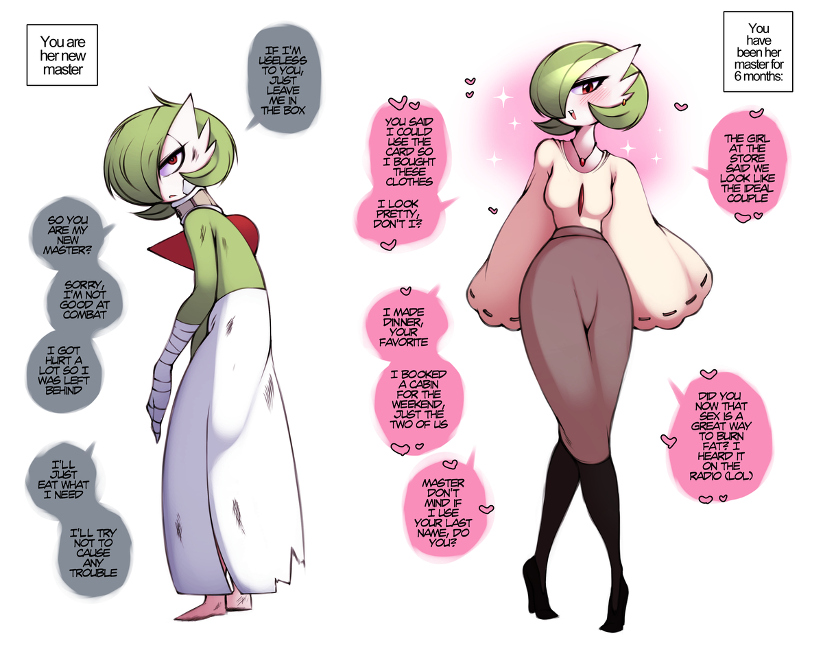 This is a pixiv picture whose title is Gardevoir Then/Now.