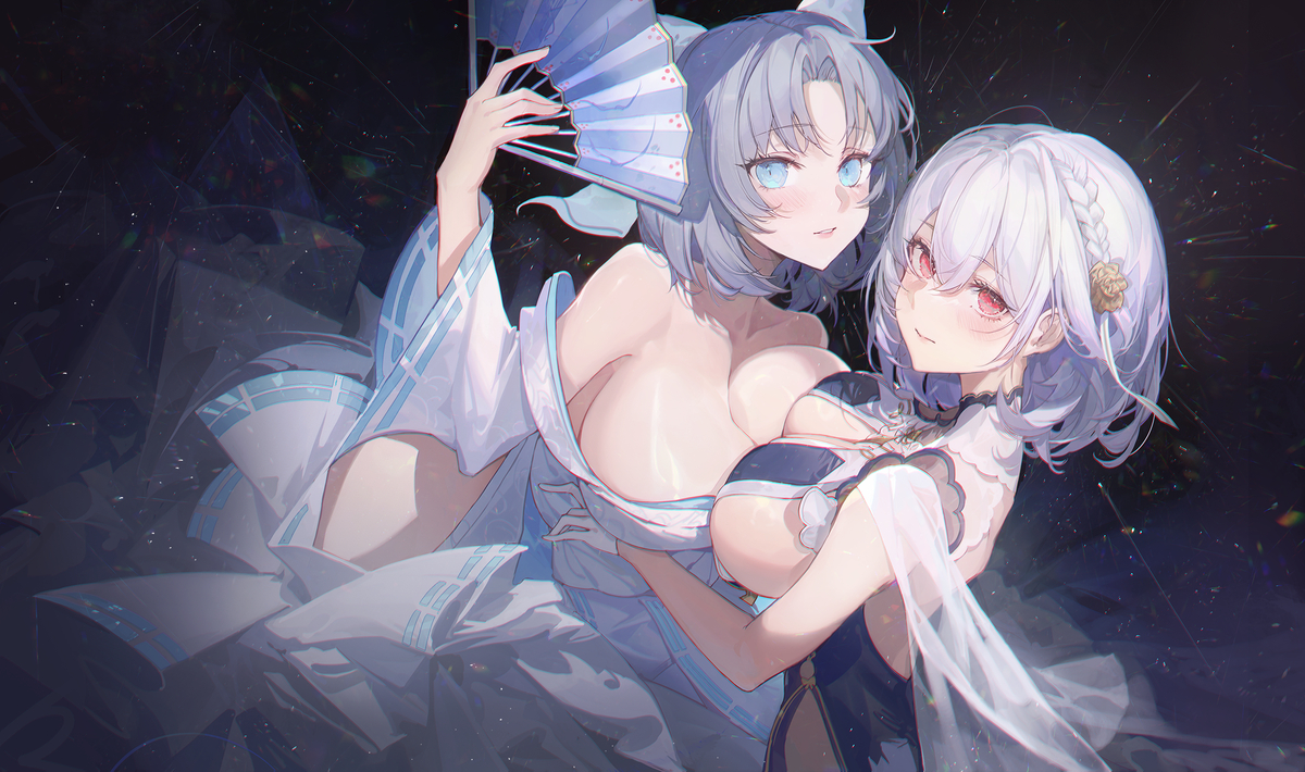 This is a pixiv picture whose title is azur lane x 閃亂神樂.