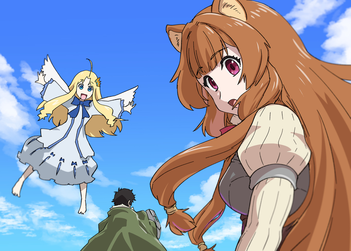 This is a pixiv picture whose title is 盾の勇者のトライアングル.