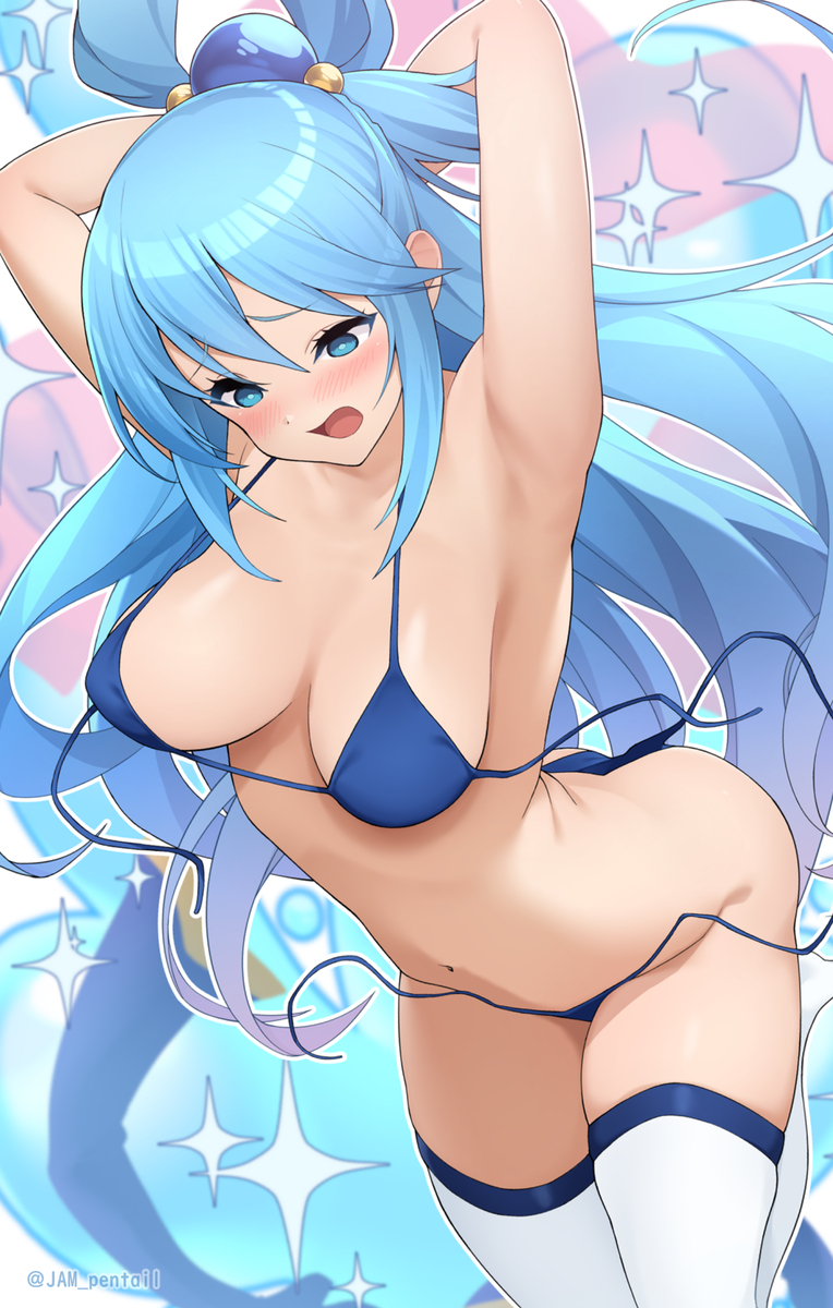 This is a pixiv picture whose title is ほどける水着駄女神様.