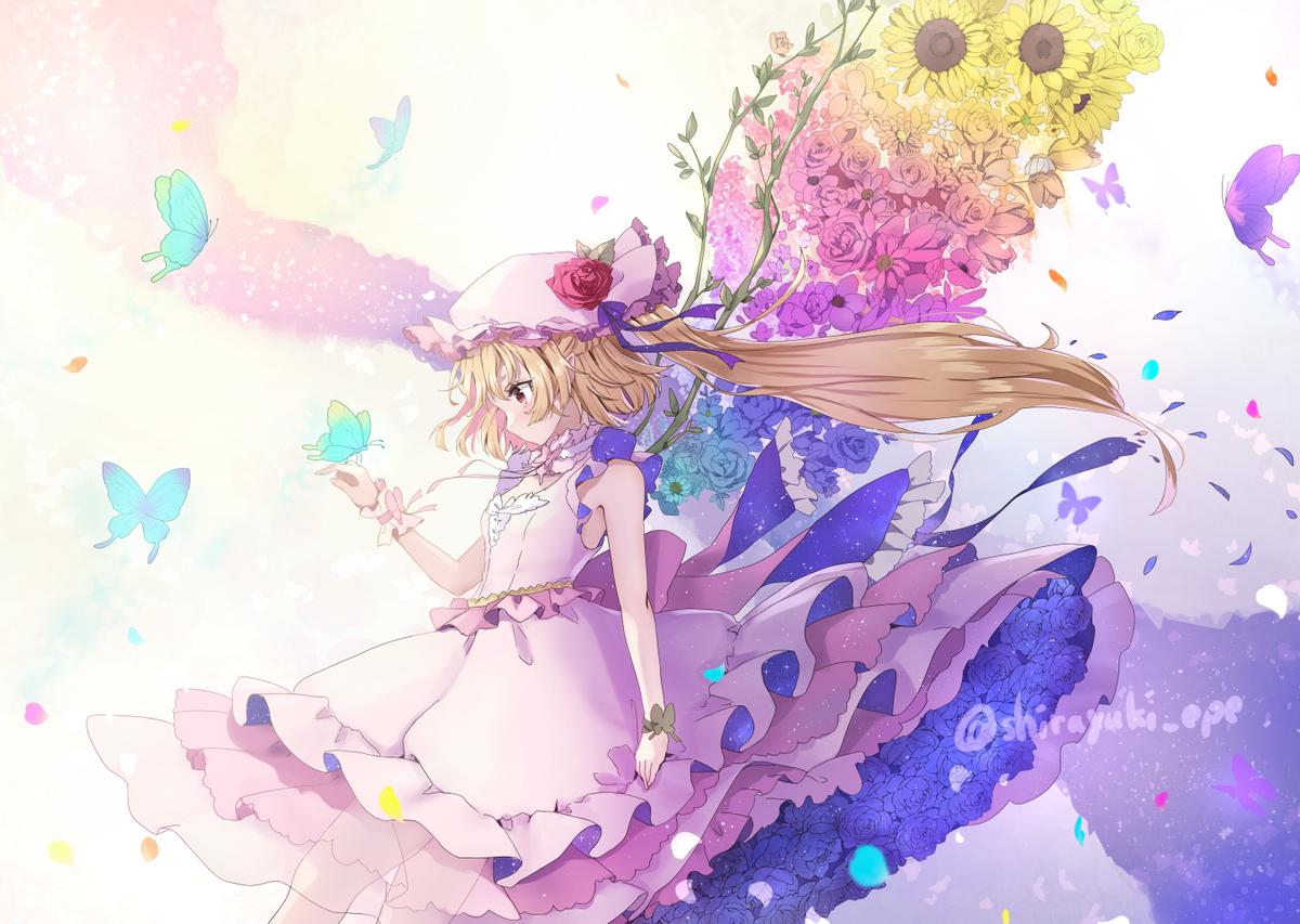 This is a pixiv picture whose title is 花の翼.