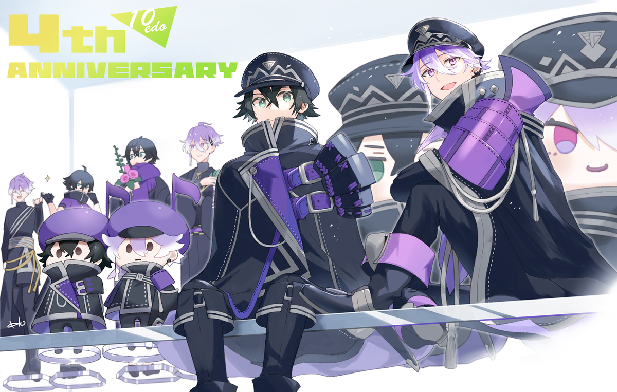 This is a pixiv picture whose title is 天保江戸組実装四周年.