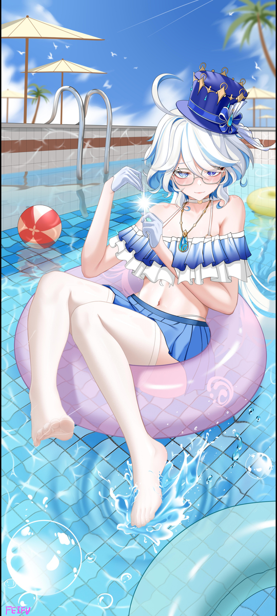 This is a pixiv picture whose title is 芙芙戏水.