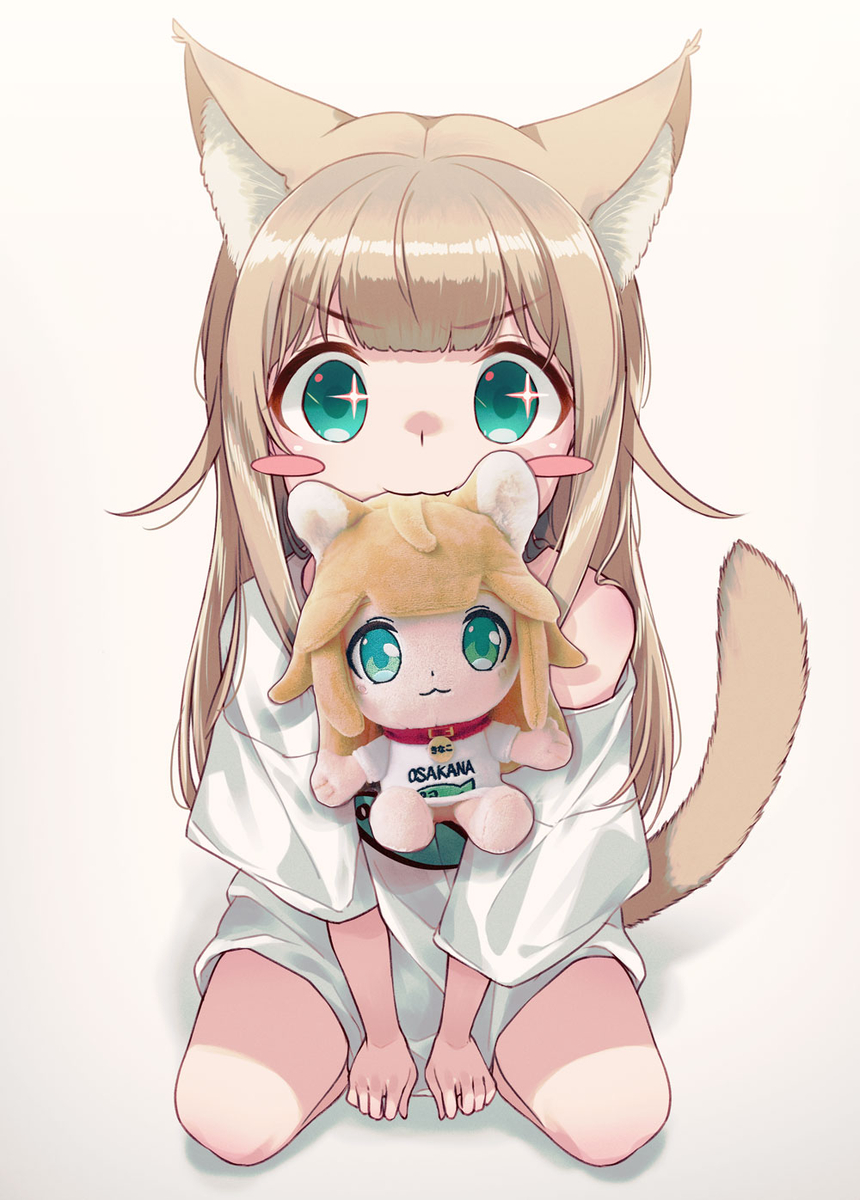 This is a pixiv picture whose title is きなこぬいぐるみ🐈.