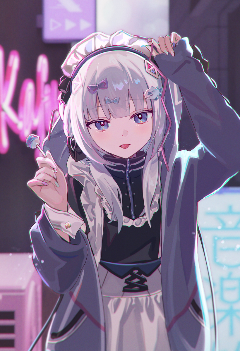 This is a pixiv picture whose title is ネオンメイドKAFUちゃん🍬.