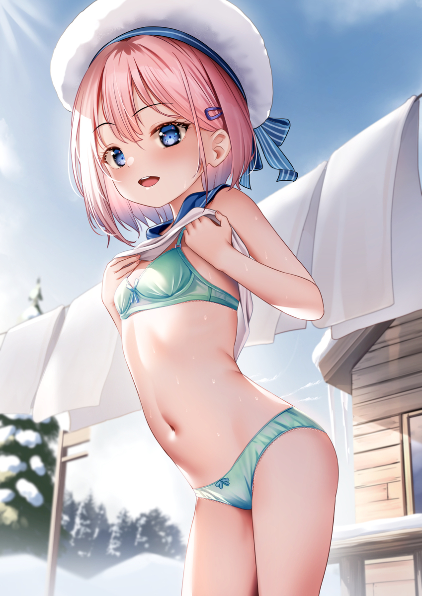 This is a pixiv picture whose title is 暑いね、汗かいちゃったよ.