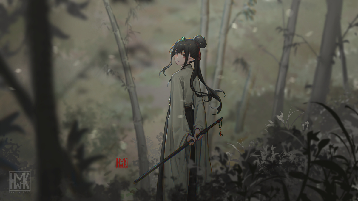 This is a pixiv picture whose title is 云兮-竹林的小师妹.