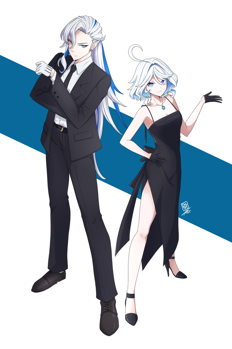 This is a pixiv picture whose title is The Lady and The Gentleman.