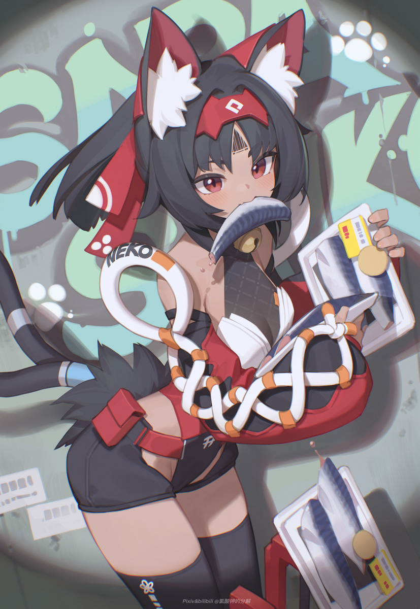 This is a pixiv picture whose title is 猫又.