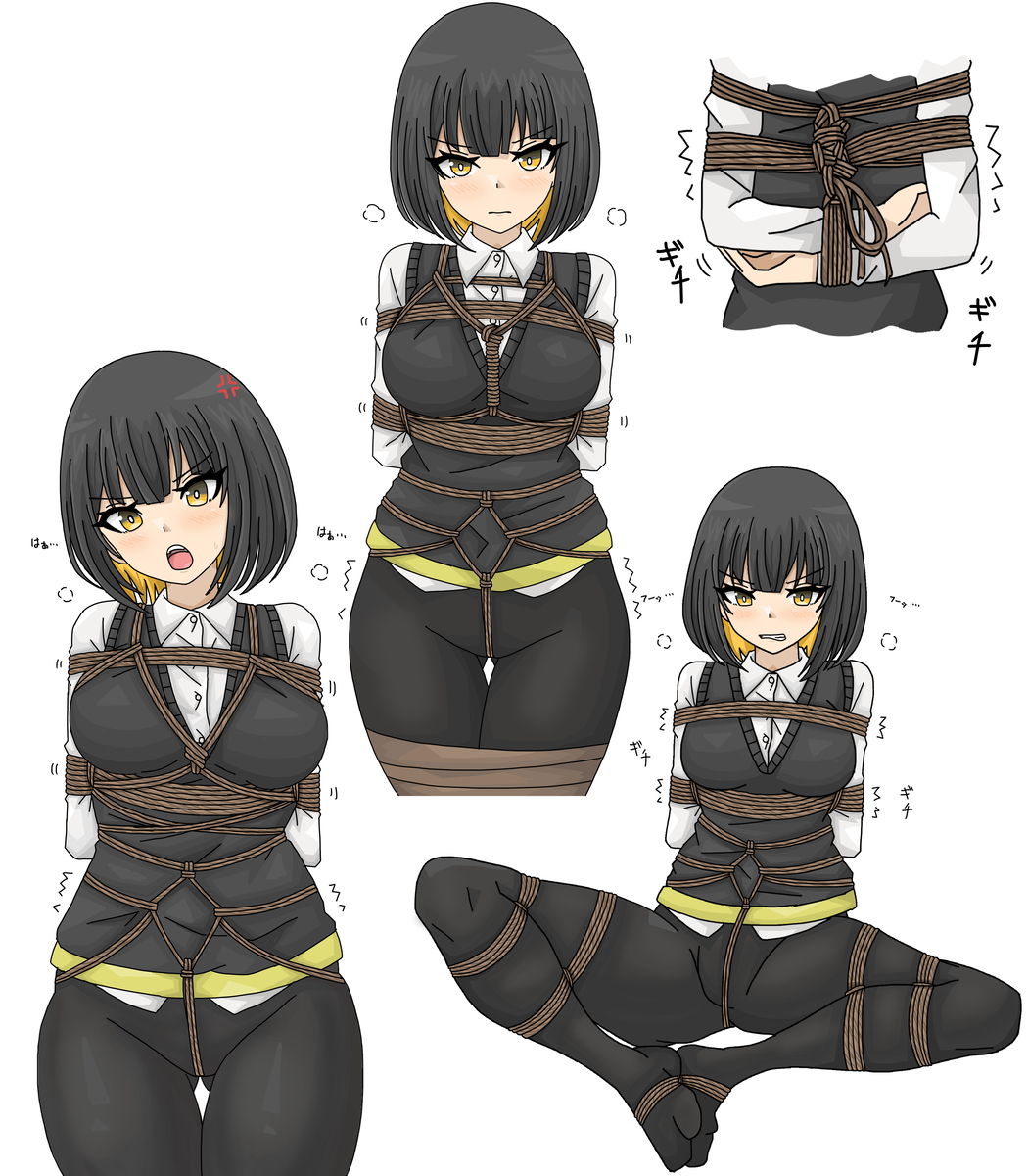 This is a pixiv picture whose title is 緊縛詰め（と昔の絵処理）.