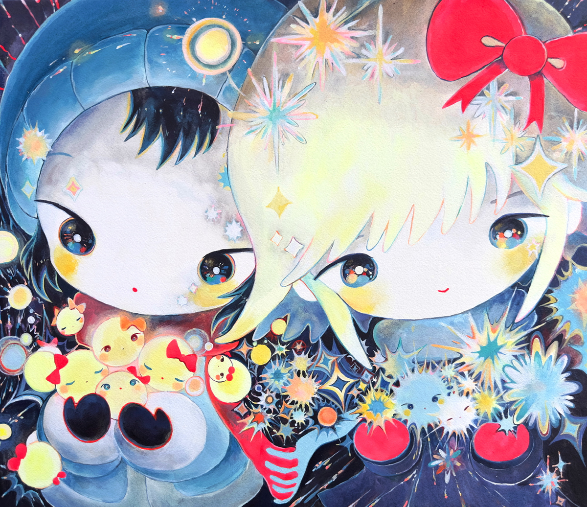 This is a pixiv picture whose title is kikuo x 黄菊しーくコラボの絵3枚.