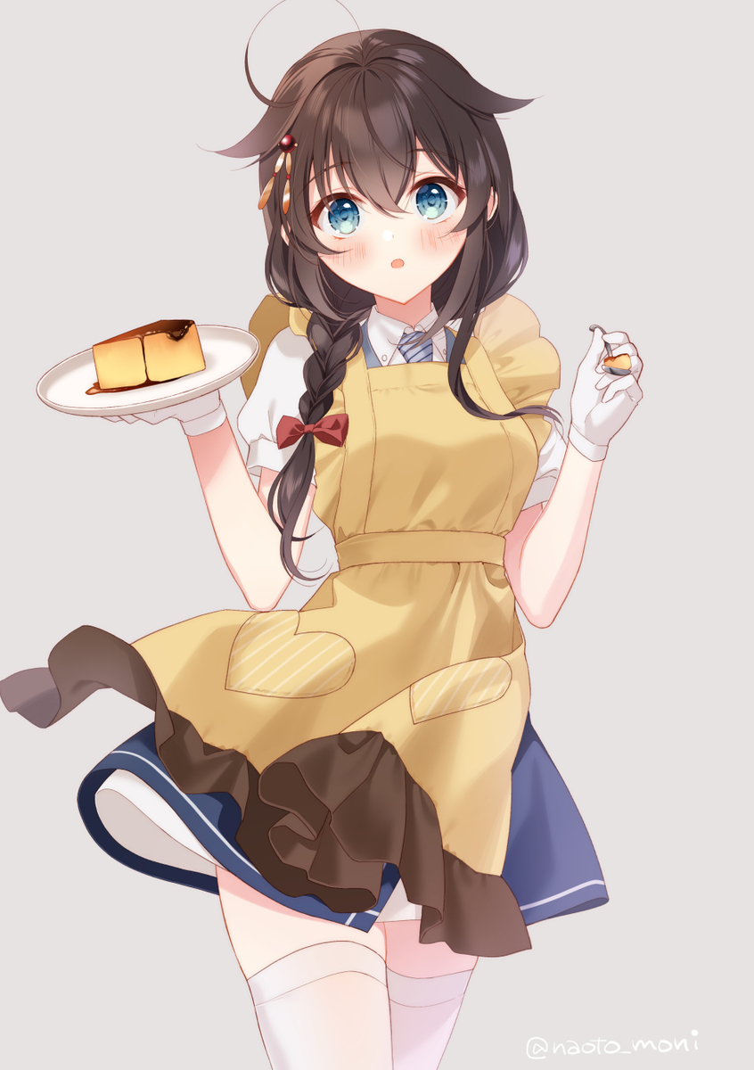 This is a pixiv picture whose title is 時雨ちゃんにプリンmode鵜来ちゃんの服.