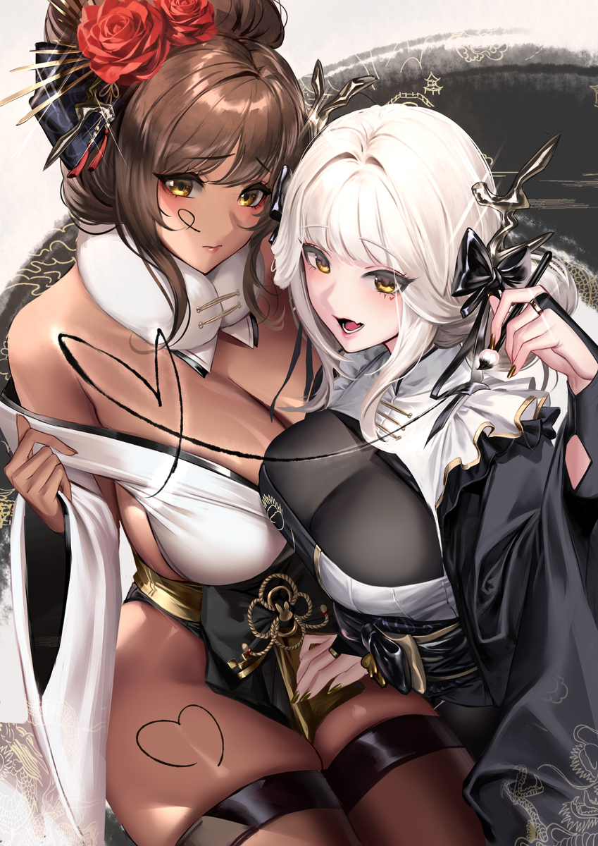 This is a pixiv picture whose title is Bianc & Noir.
