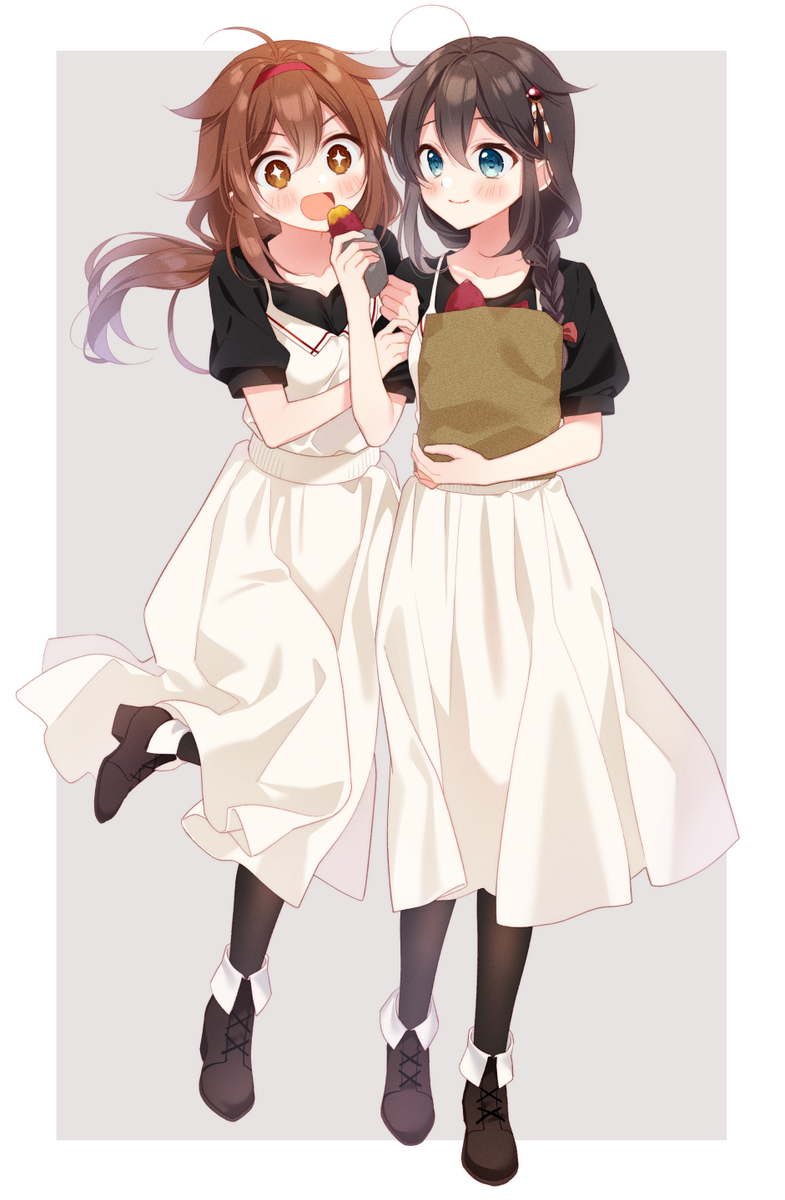 This is a pixiv picture whose title is 時雨ちゃんに白露お姉ちゃんの服.