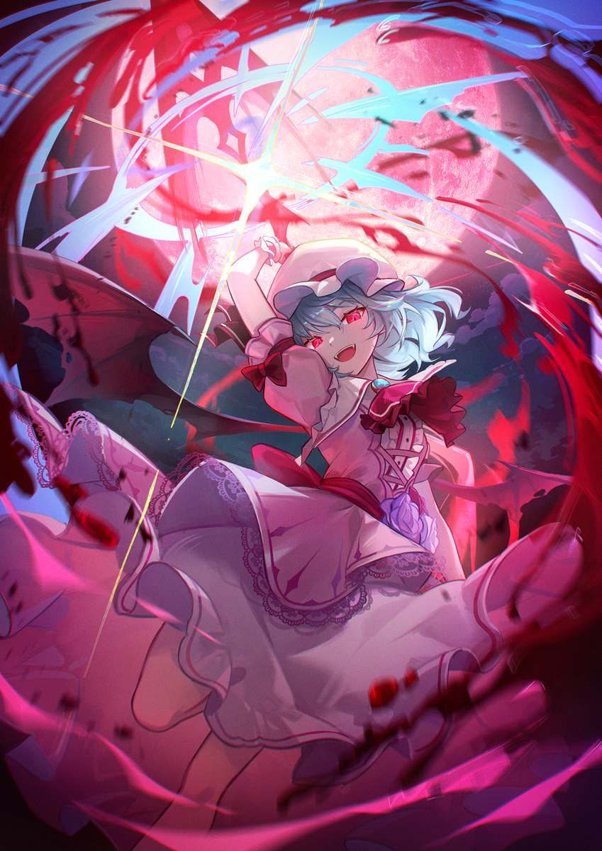 This is a pixiv picture whose title is こんなに月も紅いから本気で殺すわよ.
