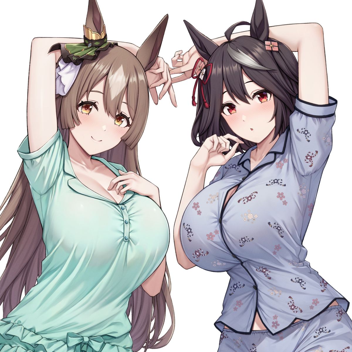 This is a pixiv picture whose title is パジャマ姿キタサトアクスタセット.