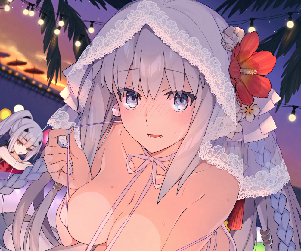 This is a pixiv picture whose title is ウエディング水着モルガン.