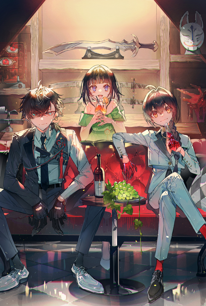 This is a pixiv picture whose title is 剣陣営＋かやちゃん.