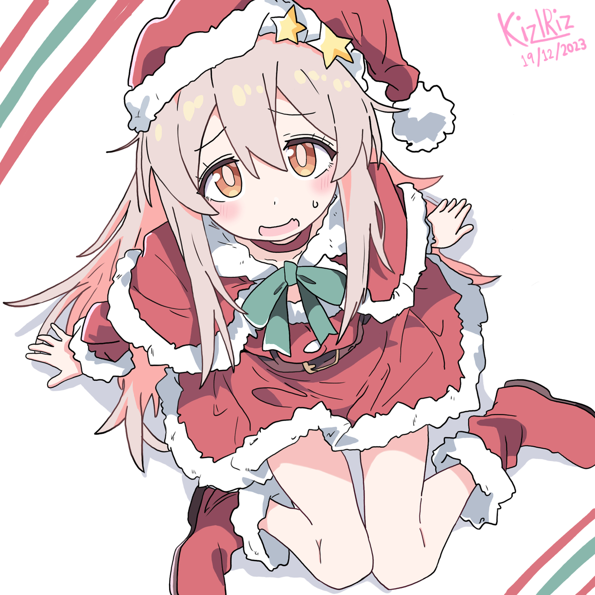 This is a pixiv picture whose title is Mahiro in a Santa outfit  ´ ▽ `.