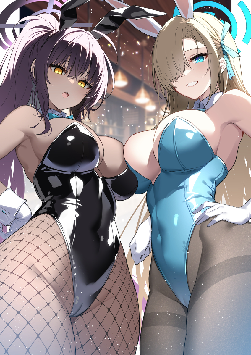 This is a pixiv picture whose title is 角楯カリン＆一之瀬アスナ バニーガールver.