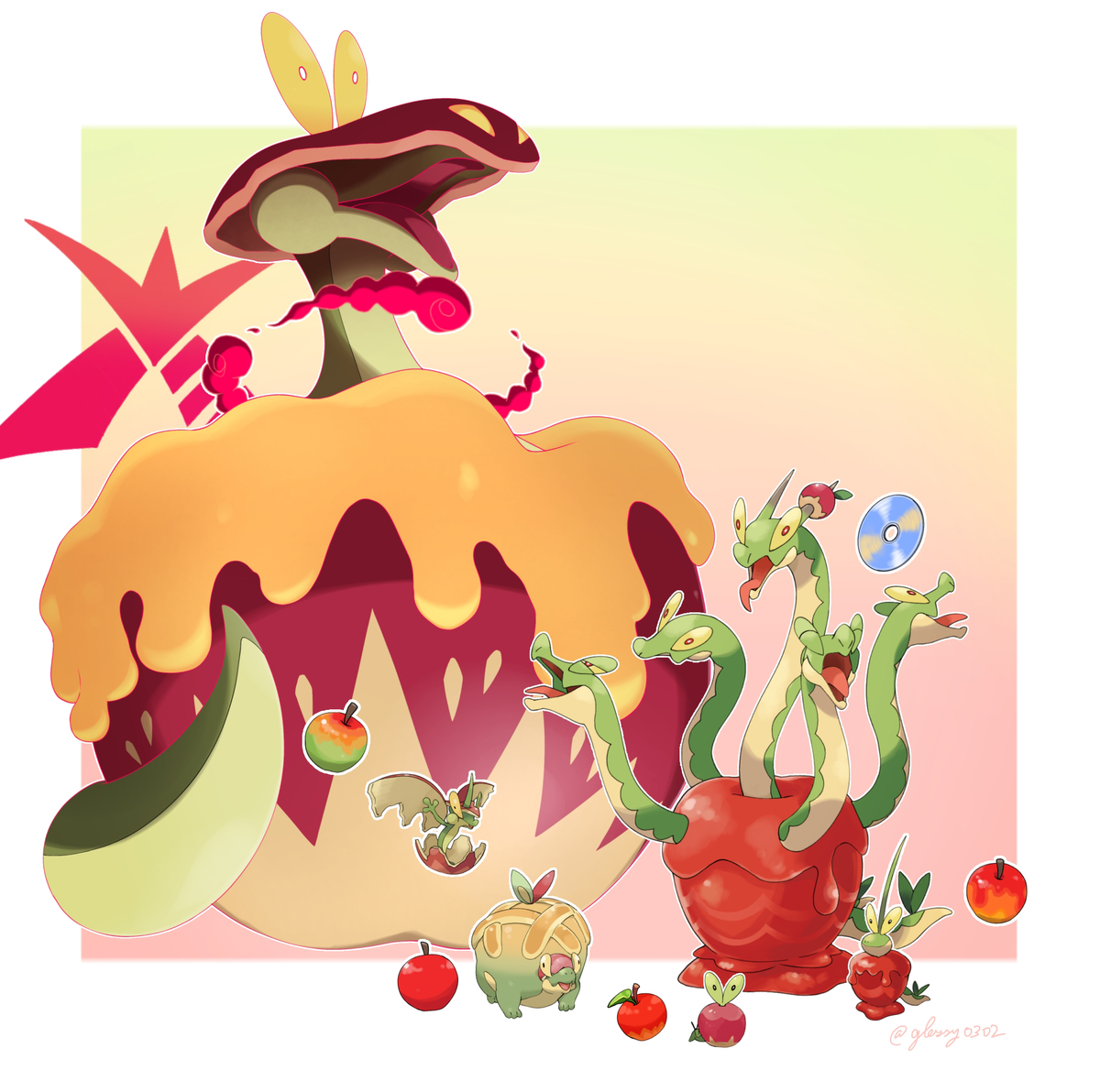 This is a pixiv picture whose title is カジッチュ系大集合！🍎.