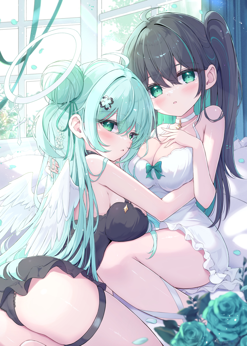 This is a pixiv picture whose title is 2人だけの秘密...💚.