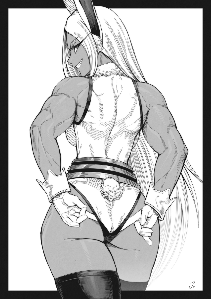 This is a pixiv picture whose title is Mirko's muscular back.