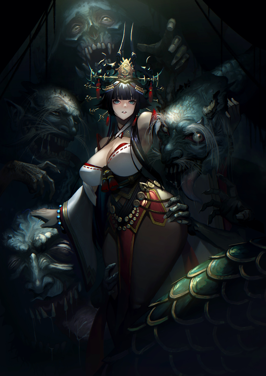 This is a pixiv picture whose title is 龍神の巫女.
