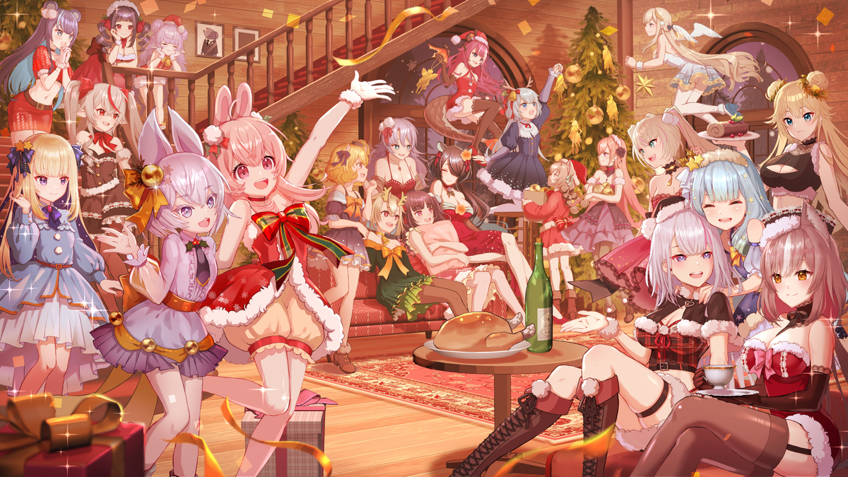 This is a pixiv picture whose title is 【仕事絵】PhaseConnect Christmasイラスト.