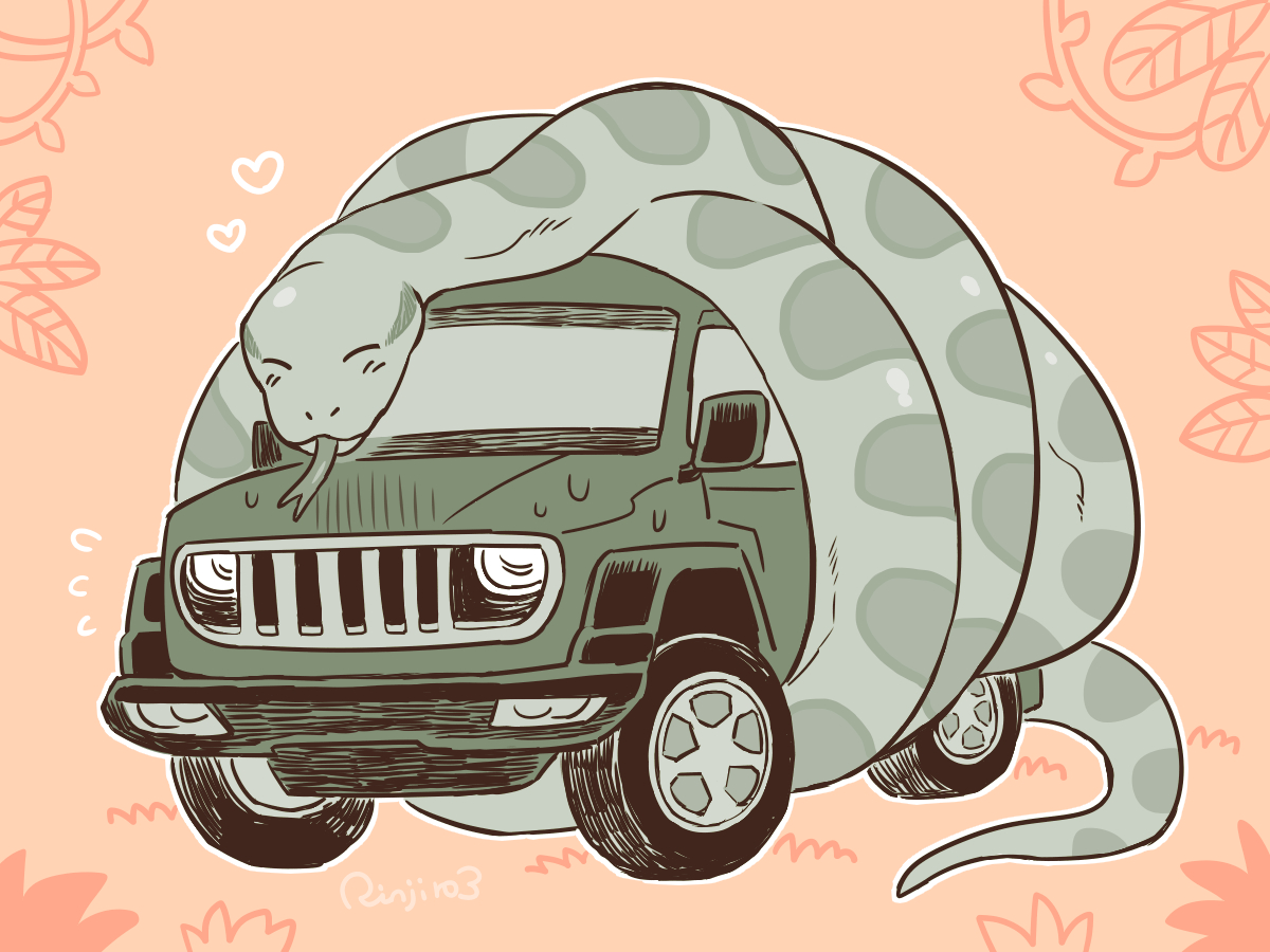 This is a pixiv picture whose title is アナコンダと車.