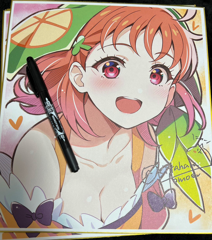 This is a pixiv picture whose title is 冬コミ🍊幻日のヨハネ チカちゃん色紙.