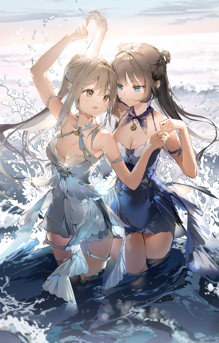 This is a pixiv picture whose title is 海でワルツ.