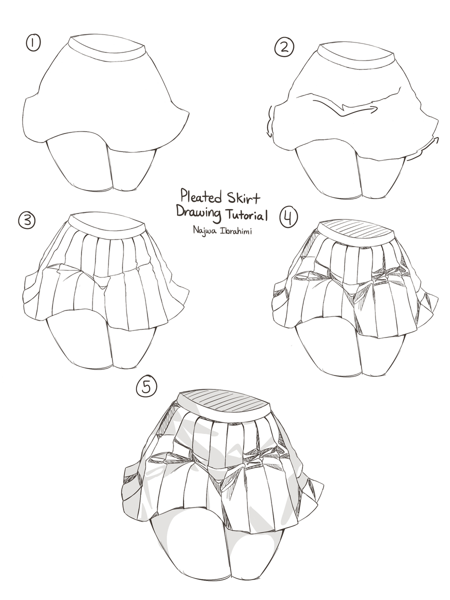 This is a pixiv picture whose title is Pleated Skirt Drawing Tutorials.