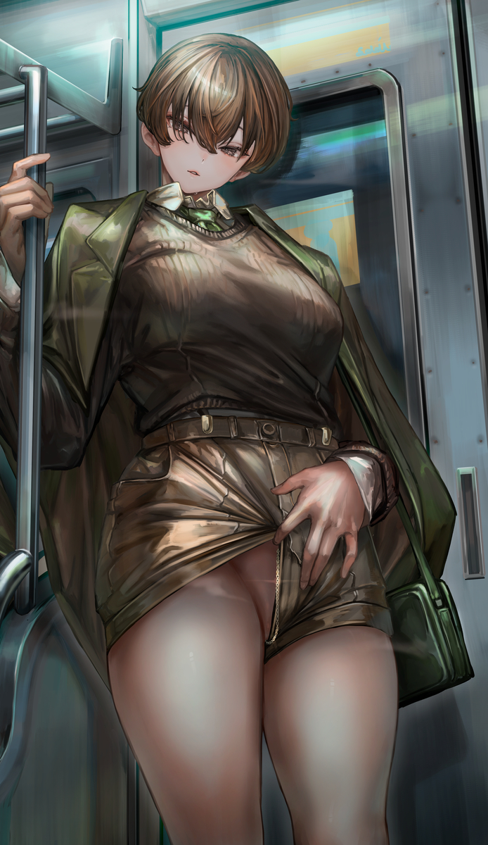 This is a pixiv picture whose title is ”0時19分　気温17度　地下鉄”.