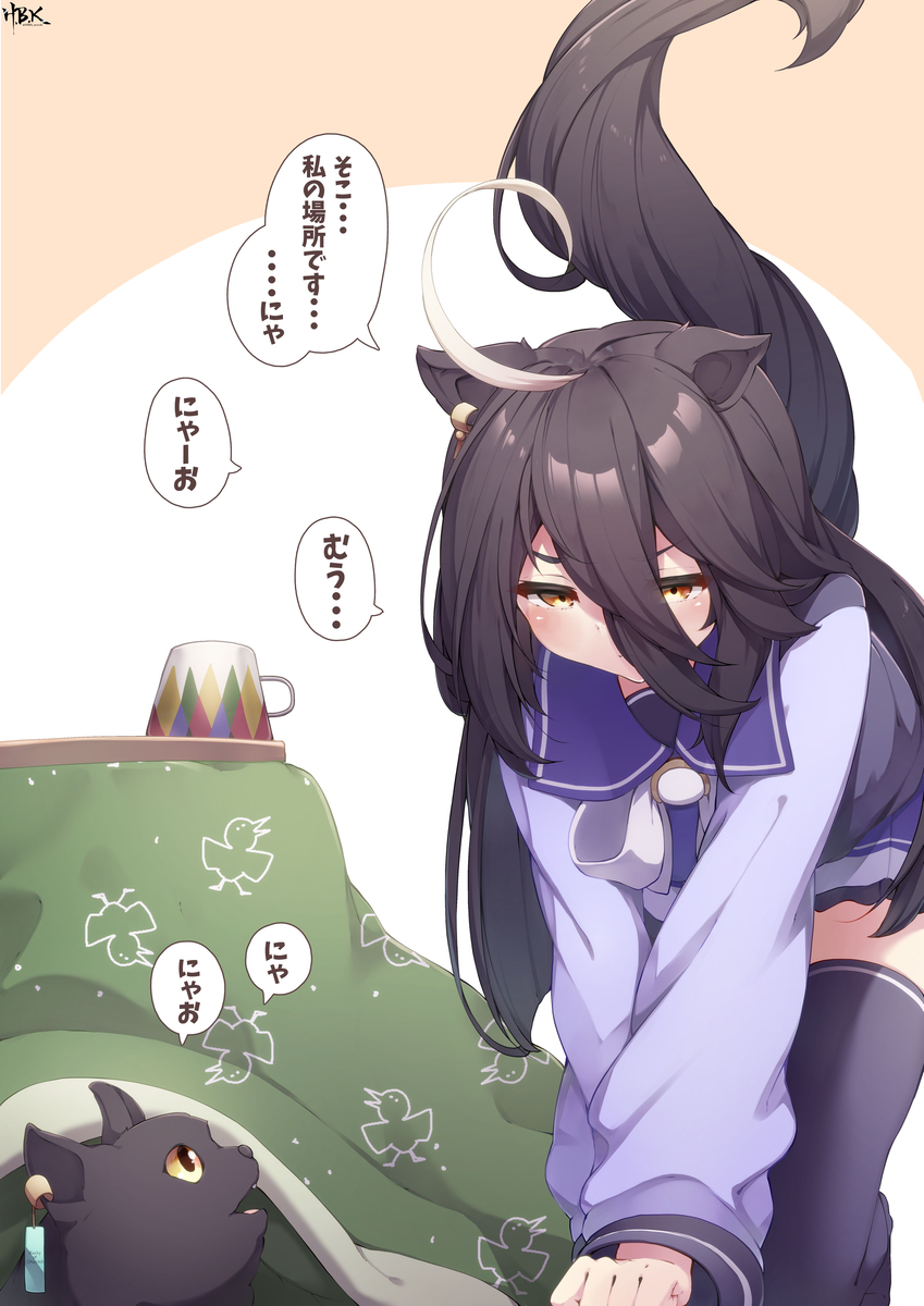 This is a pixiv picture whose title is こたつの縄張り争いカフェさん.